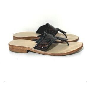 Jack Rogers Women’s Tortoiseshell Patent Leather Thong Sandals Size 8